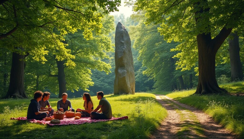 découvrez l'aire du menhir à olonne-sur-mer, un lieu idéal pour une randonnée en forêt suivie d'un pique-nique convivial au cœur de la nature.