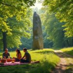 découvrez l'aire du menhir à olonne-sur-mer, un lieu idéal pour une randonnée en forêt suivie d'un pique-nique convivial au cœur de la nature.