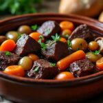 découvrez une recette facile de civet de sanglier au vin rouge, mijoté avec des légumes savoureux pour un plat traditionnel et réconfortant.