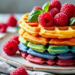 découvrez notre recette facile et rapide de gaufres arc-en-ciel à la framboise et au basilic, pour une explosion de saveurs colorées à chaque bouchée.