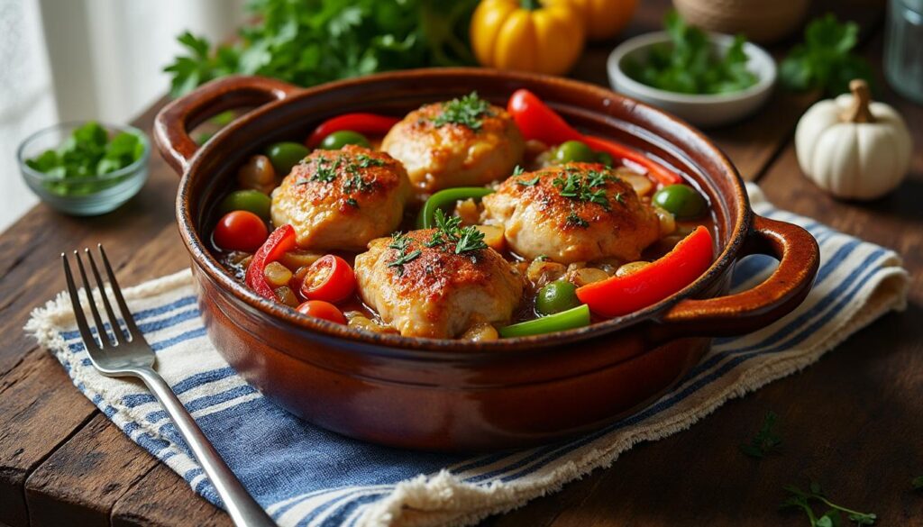découvrez la recette traditionnelle et facile du poulet basquaise de ma grand-mère, un plat savoureux aux légumes du sud-ouest qui ravira toute la famille.