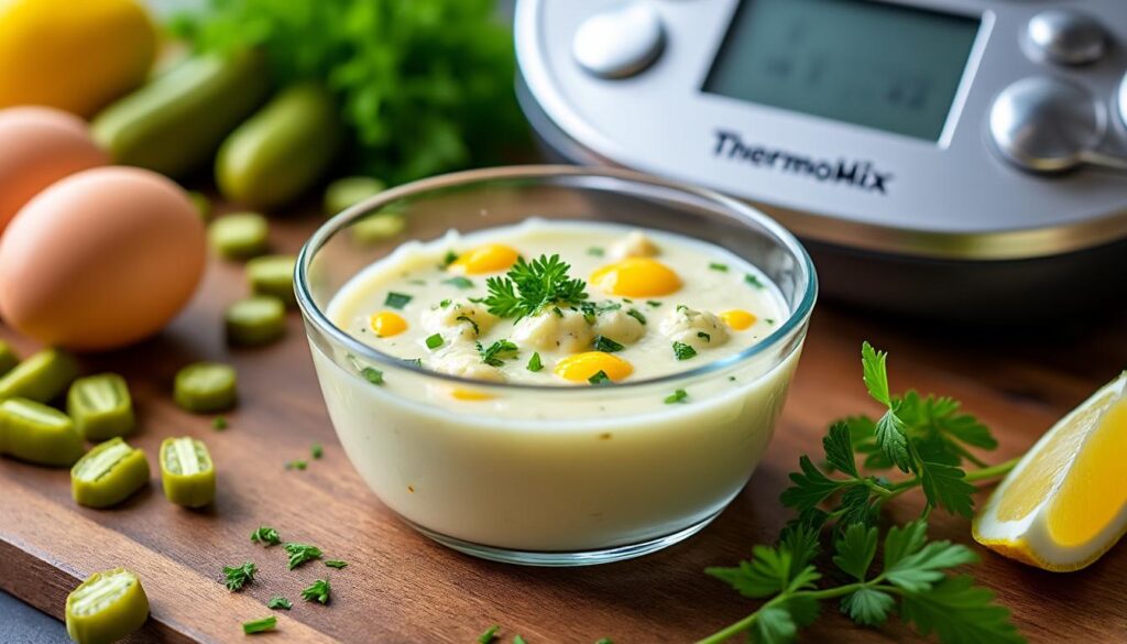 découvrez notre recette facile et rapide de sauce gribiche au thermomix, parfaite pour accompagner vos plats avec une touche gourmande et maison.