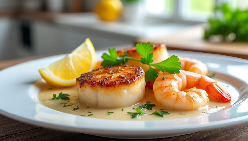 découvrez une recette facile et rapide de noix de saint-jacques et crevettes à la crème, parfaite pour un repas savoureux et gourmand en quelques minutes.