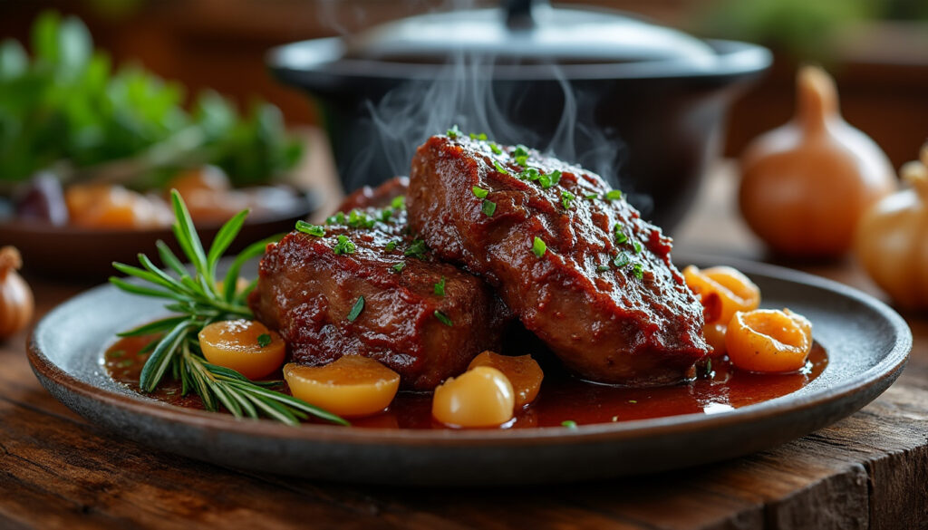 découvrez une recette facile de jarret de bœuf à cuisson lente pour une viande fondante et savoureuse, idéale pour un repas réconfortant.