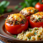 découvrez notre recette facile de tomates farcies au four accompagnées d'un riz savoureux, parfaite pour un repas gourmand et rapide à préparer.