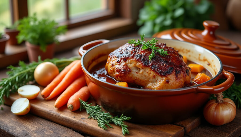 découvrez notre recette traditionnelle de joue de porc façon grand-mère, mijotée lentement pour un plat savoureux et simple à préparer, parfait pour un repas réconfortant.
