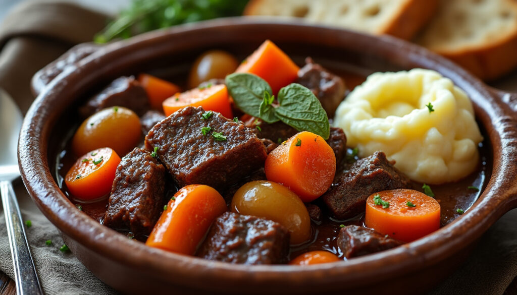 découvrez une recette facile de daube de bœuf traditionnelle, mijotée lentement pour une viande tendre et une sauce savoureuse. idéale à partager !
