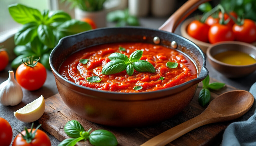 préparez une sauce tomate maison facile et rapide grâce à cette recette traditionnelle simple, savoureuse et parfaite pour accompagner vos plats.