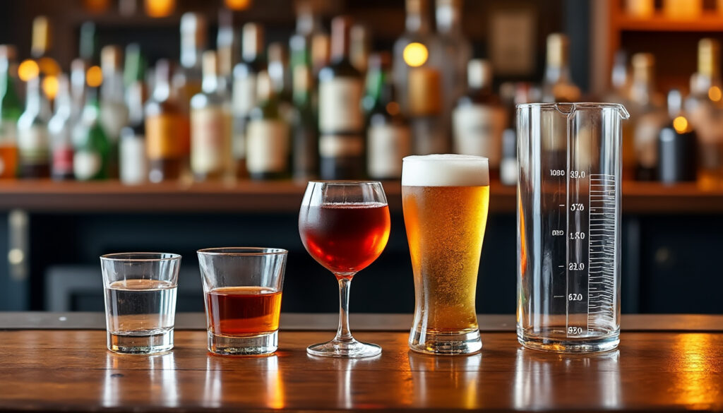 consultez les doses d’alcool en centilitres servies au bar pour chaque boisson et repérez facilement les quantités habituelles.